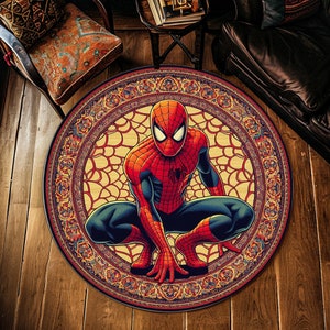 Spiderman, Tapis Spiderman, Tapis Spider man, Carpette, Tapis pour chambre d&#39;enfant, Tapis Spiderman rond, Tapis rond, Tapis pour enfants, Tapis Spiderman, Tapis décoratif
