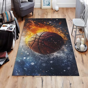 Basketball Design Rug, Sports Rug, Basketball Court Rug, Basketball Hoop Rug, Athletic Rug, Game Room Rug, Sporty Rug, Living Room Decor Rug