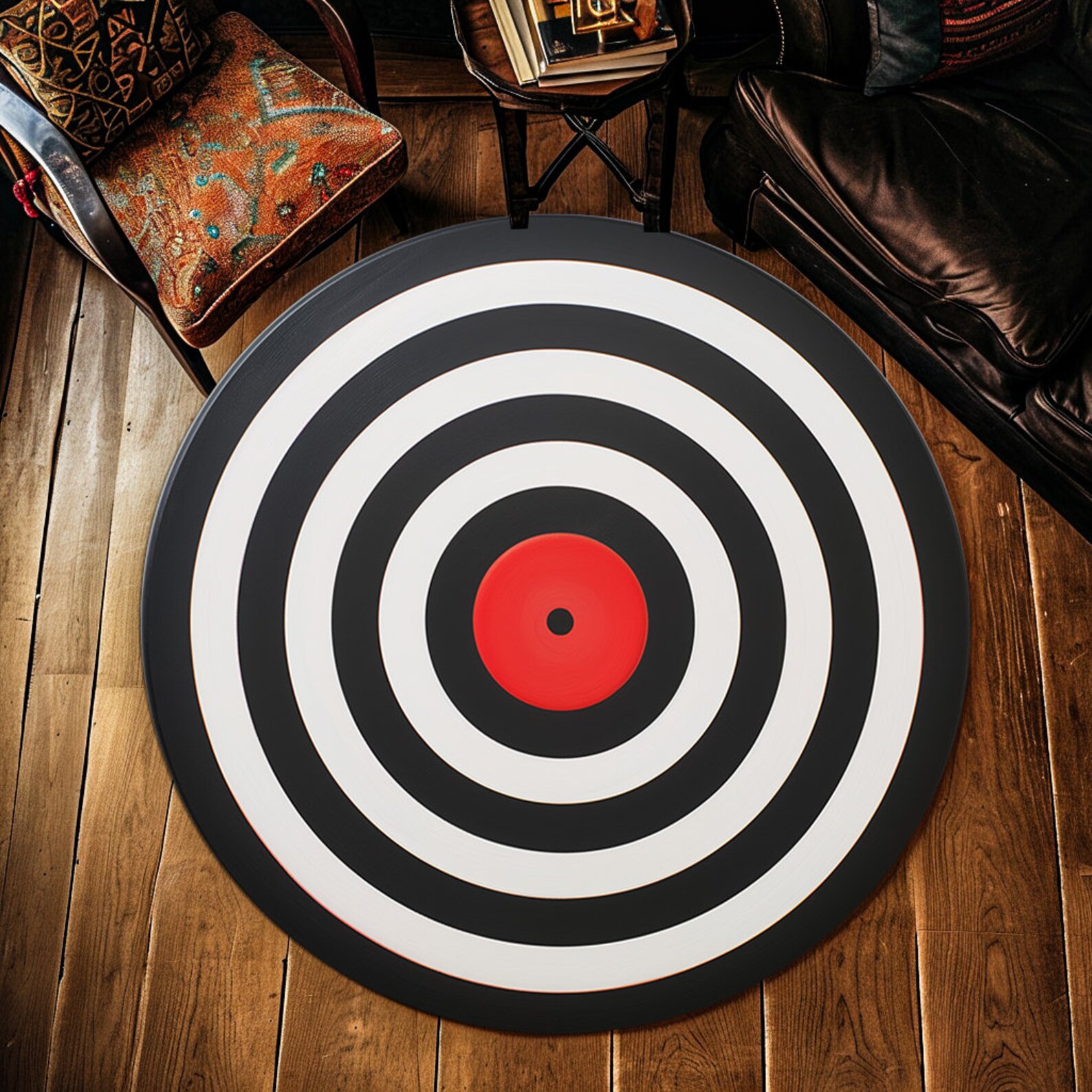 Dart Board Design Rug, Game Room Decor, Man Cave Rug, Round Rug, Home ...