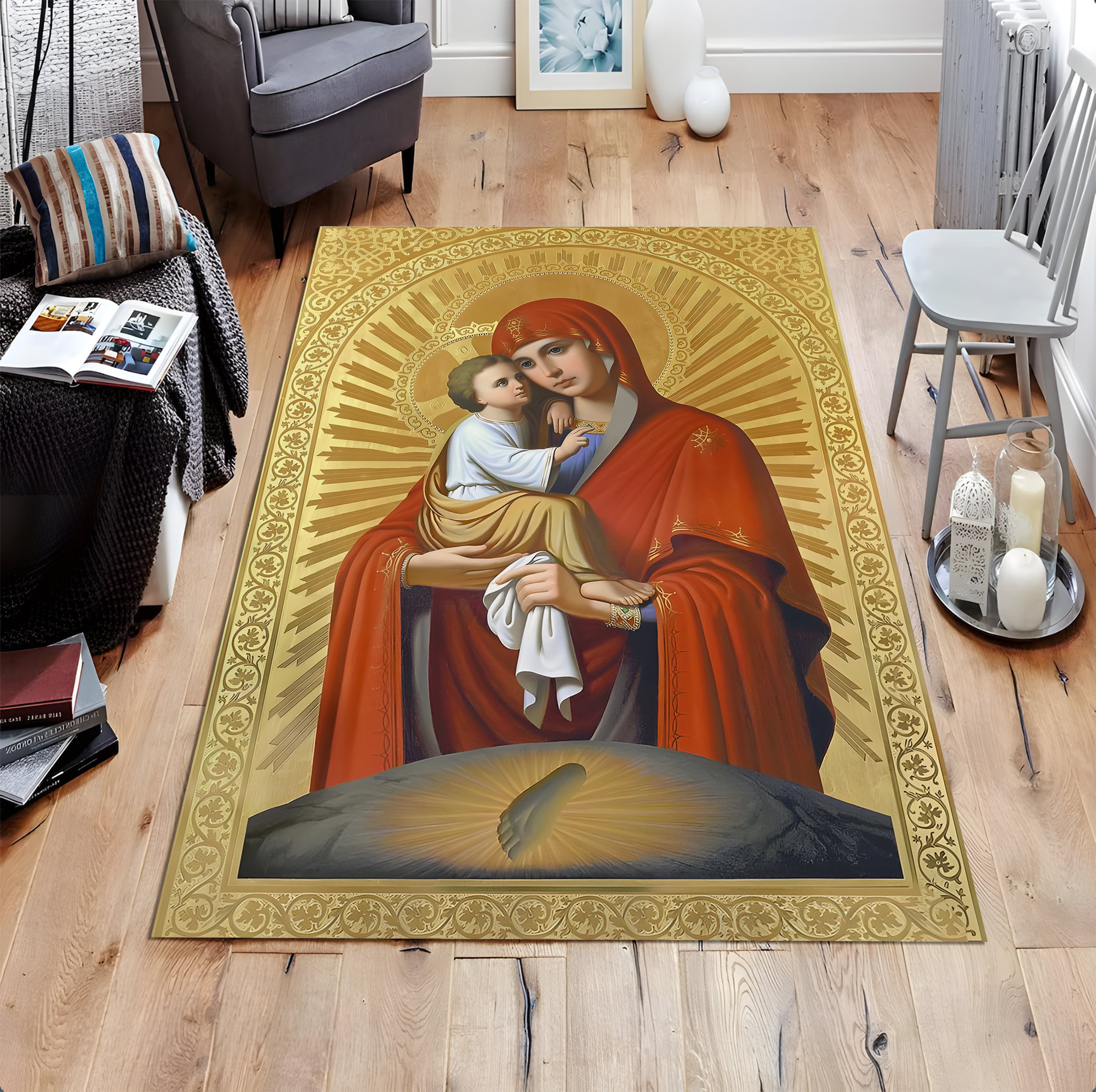 Jesus Mary Rug,holy Mother Son Rug,holy Mother Mary,jesus Theme