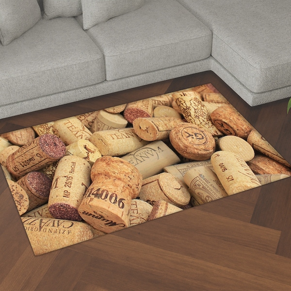 Cork Stopper Rug, Wine Cork Design, Modern Rug, Wine Lover Gift, Contemporary Rug, Area Rug, Unique Rug, Living Room Rug, Decorative Rug