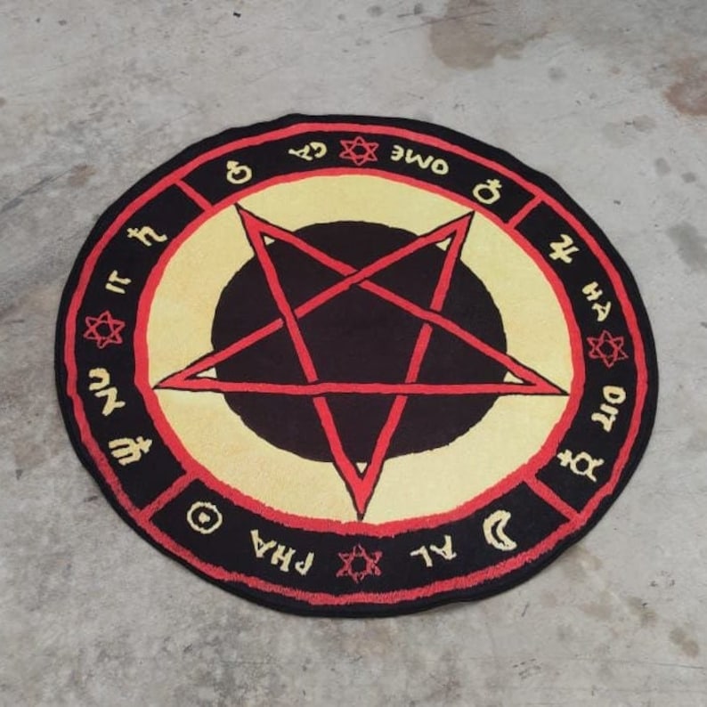 Satanic Area Rug Astrology Rug,the Love Witch Patterned Rug,movie Decor,red Pentagram ...