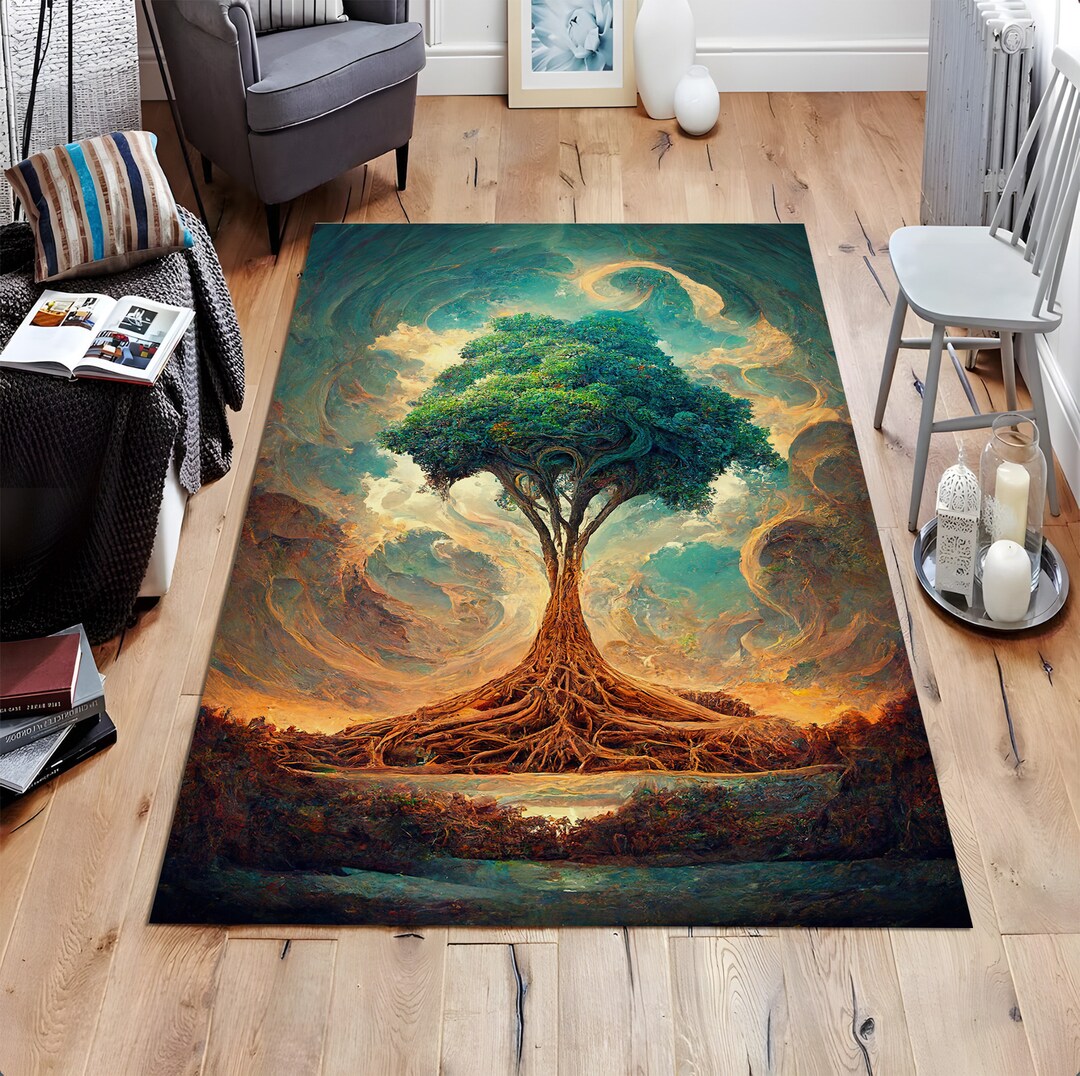 Tree Rug Modern Tree of Life, Homedecor, Nature Inspired, Modern Rug, Unique Design ...