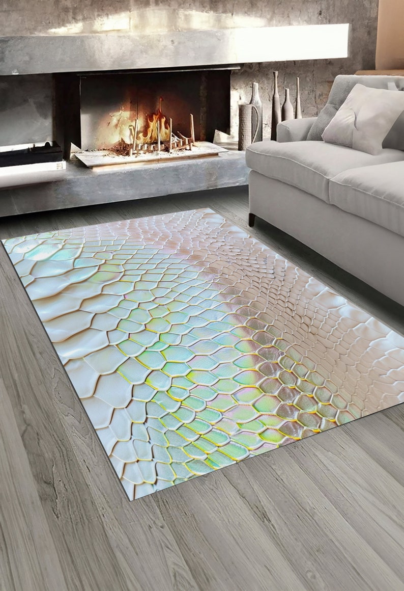 Holographic Snake Skin Design Rug, Snake Skin Rug, Holographic Rug ...