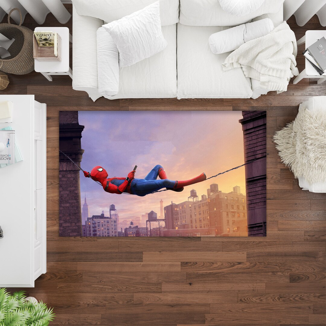 Spiderman Design Rug, Kids Room Rug, Childrens Room Decor, Superhero ...