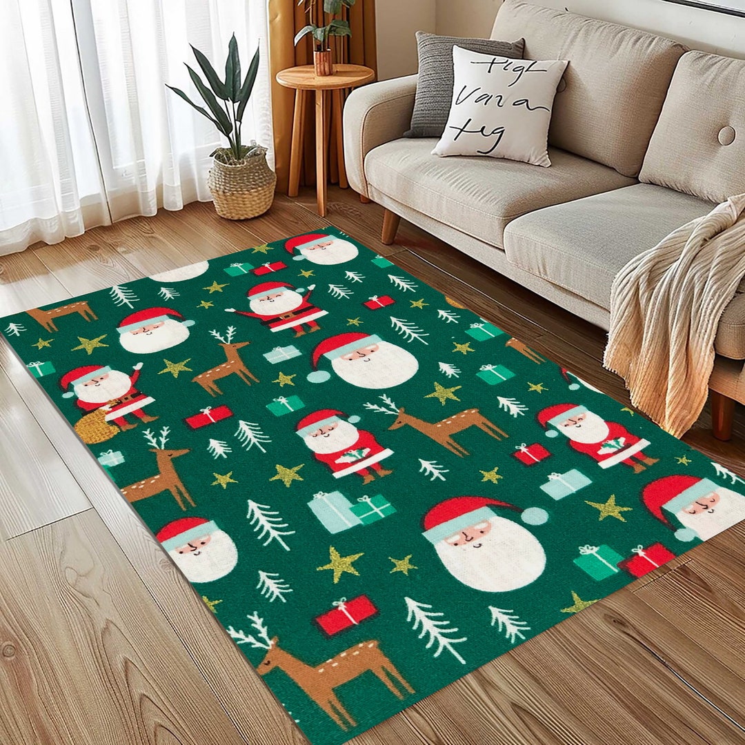 Christmas Pattern Area Rug,cute Santa Claus Christmas Rectangle Rug ...
