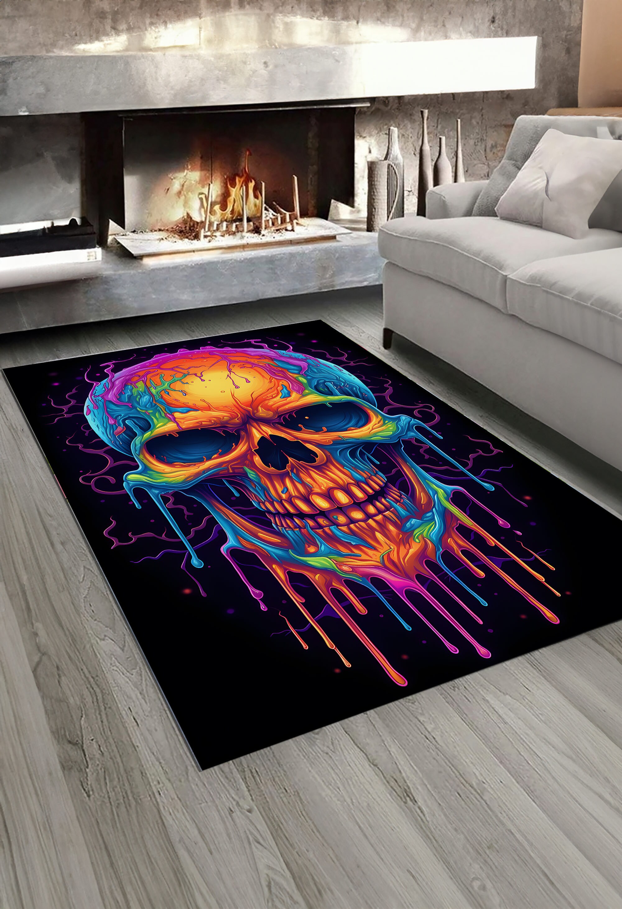 Discover Skull Design Rug, Gothic Rug, Modern Rug, Unique Design, Contemporary Rug, LivingRoom Rug, Bedroom Rug, Decorative Rug, Neon Rug, Horror Rug