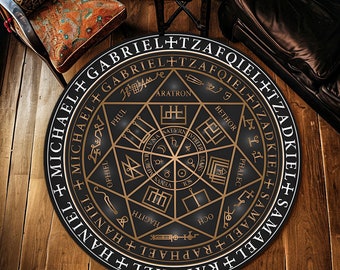 Seal, Seven Archangels, Decorative Round Rug, Round Rug, Home Decor Rug, Gift Round Rug, Design Rug, Modern Art Rug, Non Slip Rug, Area Rug