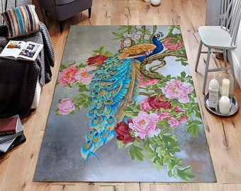 Peacock Rug, Peacock Design Rug, Animal Decor Rug, Decorative Rug, Popular Rug, Home Decor Rug, Ethnic Carpet, Peacock,Style Rug,Cool Rug