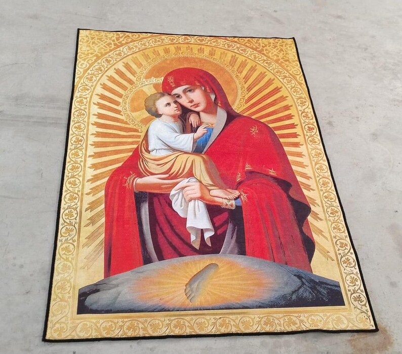 Jesus Loves Rug Jesus Mary Rug,holy Mother Son Rug,holy Mother Mary,jesus Theme Decor ...