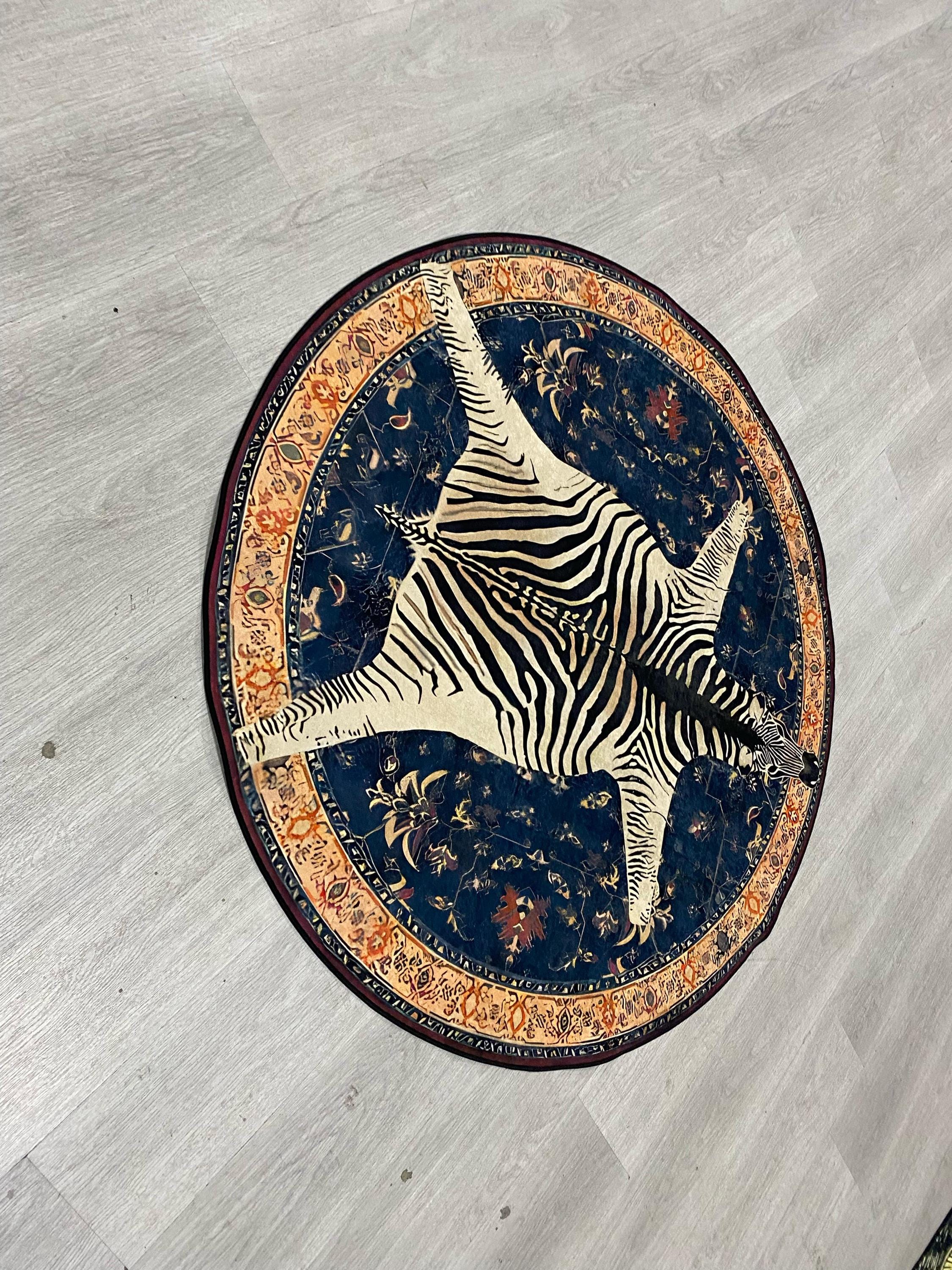 Zebra Design Round Rug,round Rug,zebra Skin Design,zebra With Classsic ...