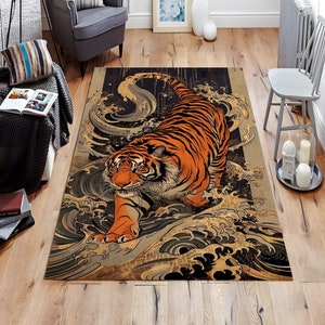 Tiger Rug,Tiger Pattern Rugs,Animal Themed Rug,Cool Animal,Living Room Rug, Colorful Rugs,Big Cat Rug,Living Room Decor, Non Slip Rug