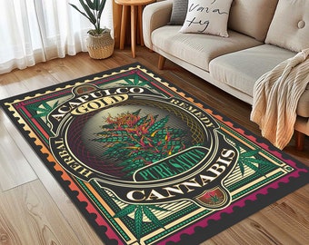 Weed Rug For Marijuana Decor, Cannabis Rug, Marijuana Leaf Rug For Trippy Room Decor, Stoner Rug For Smoke Room Decor, Hippie Home Decor