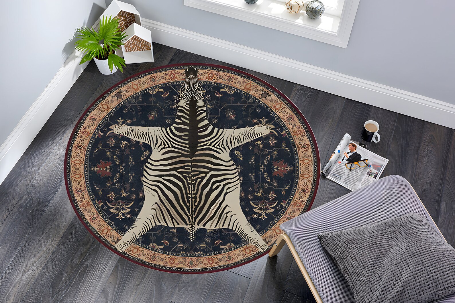 Zebra Design Round Rug,round Rug,zebra Skin Design,zebra With Classsic ...