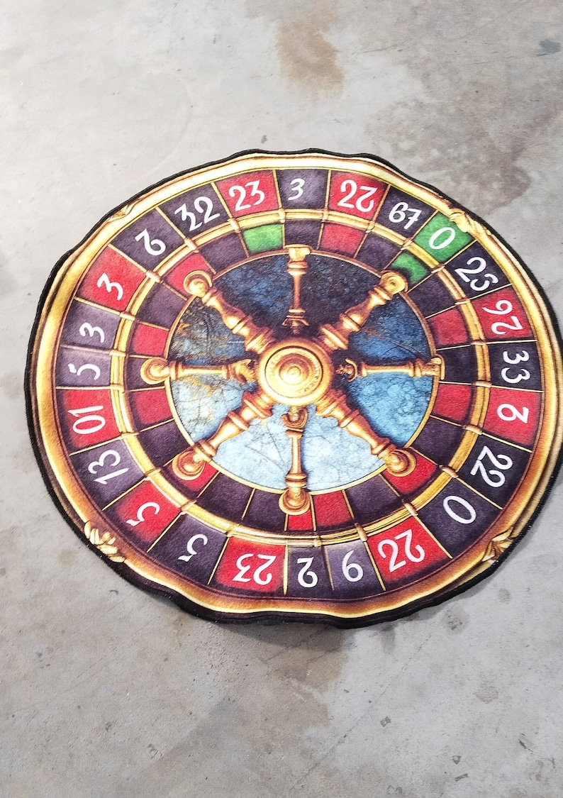 Roulette Rug Roulette Wheel Design Rug, Round Rug, Casino Decor, Game Room Rug, Fun ...