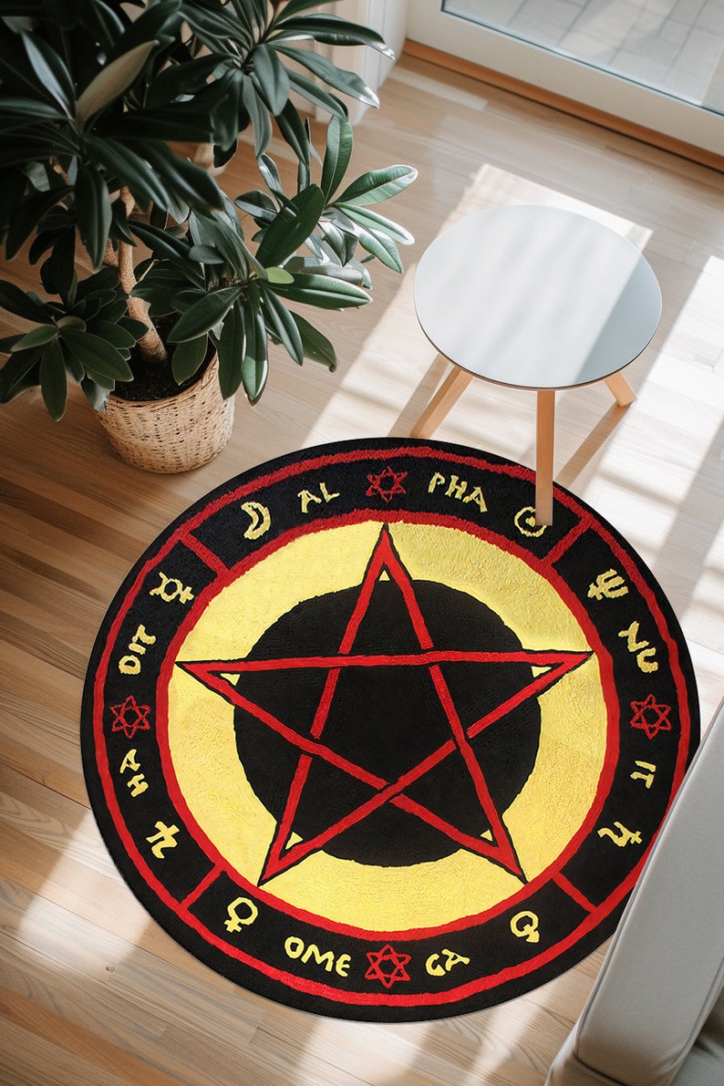 Satanic Area Rug Astrology Rug,the Love Witch Patterned Rug,movie Decor,red Pentagram ...