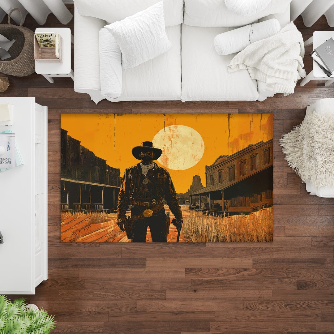 Papa Rug Ranch Cowboy Design Rug, Western Rug, Rodeo Rug, Horse Rug, Ranch Rug, Rustic ...