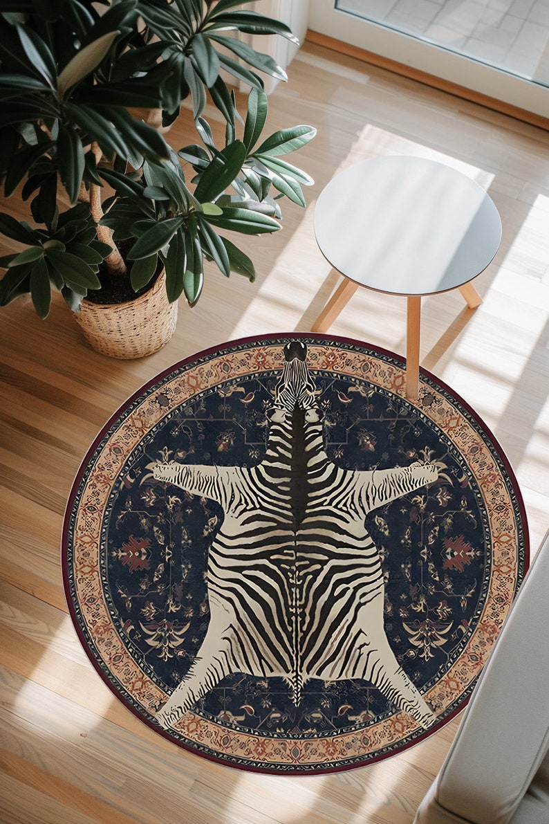 Zebra Design Round Rug,round Rug,zebra Skin Design,zebra With Classsic ...