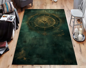 Compass Rug,Map Design,Birthday Gifts,Rug,Personalized Gifts,Gifts,Non Slip Rug,World Map,Map,Nautical,Nautical Rug,Dark Rug,Gift For Friend
