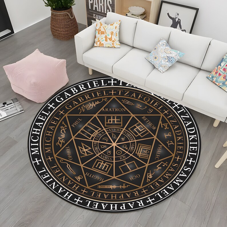Seal, Seven Archangels, Decorative Round Rug, Round Rug, Home Decor Rug ...