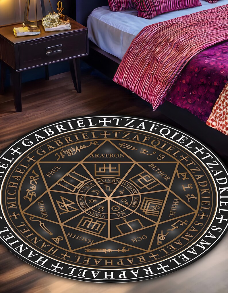 Seal, Seven Archangels, Decorative Round Rug, Round Rug, Home Decor Rug ...