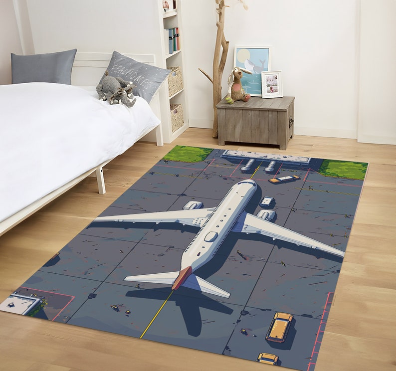Runway Rug, Airport Decor Rug, Plane Rug, Kids Room Rug, Boys Room ...