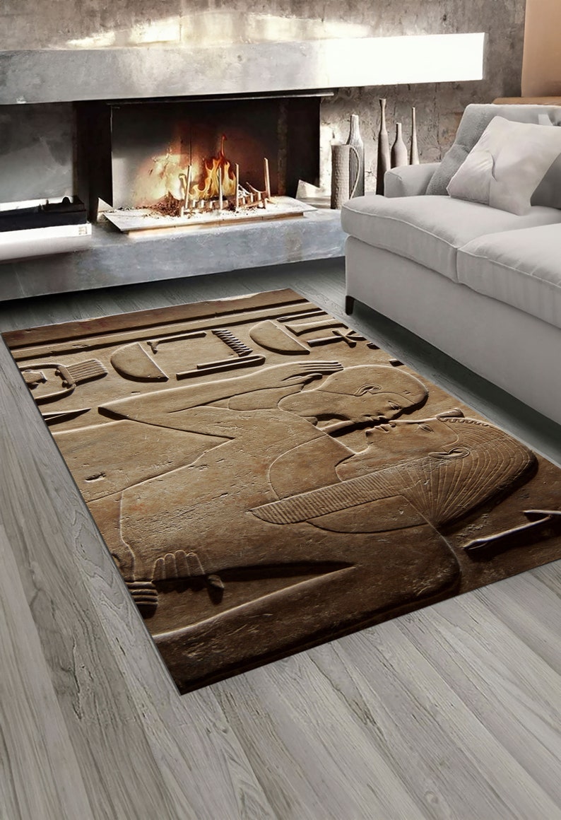Antique Rug, Ancient Egyptian Rug, Egypt Pattern Rug, Themed Rug, Area ...