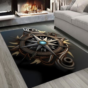Luxury Compass, Compass Rug, Modern Rug, Unique Design, Contemporary Rug, Livingroom Rug, Bedroom Rug, Decorative Rug, Area Rug, Nautical