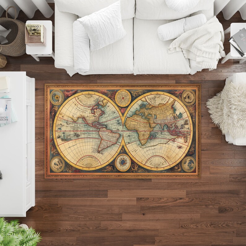 World Explorer Rug Map Design Rug,world Map Rug,vintage Map Design Rug,explorer Rug ...