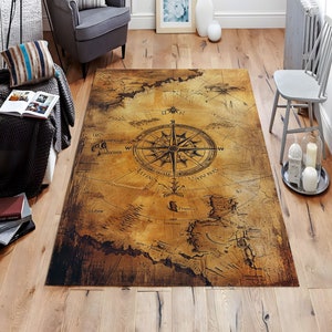 Tapete de bússola, design de mapa, presentes de aniversário, tapete, presentes personalizados, presentes, tapete antiderrapante, mapa-múndi, mapa, náutico, tapete náutico, tapete de área, tapete popular