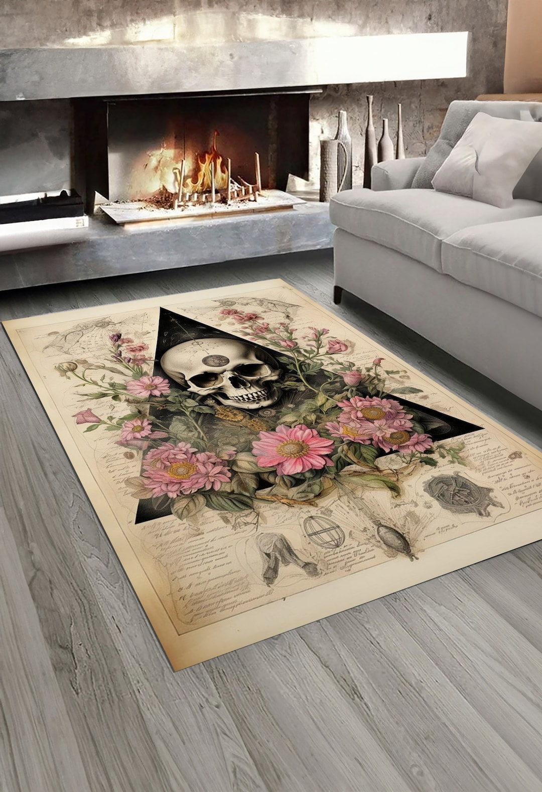 Skull Design Rug,gothic Rug,flower Rug,illuminati Rug,contemporary Rug ...