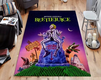 Beetlejuice Rug, Movie Rug, Old Times Retro Decor, Beetle Juice Rug, Living Room Rug, Boys Room Carpet, Cool Rug, Office Rug, Area Floor Rug