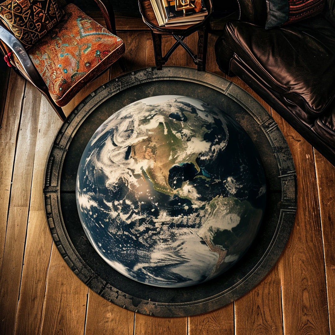 Round Rug, World Map Rug, Globe Design Rug, Geography Decor, Travel ...