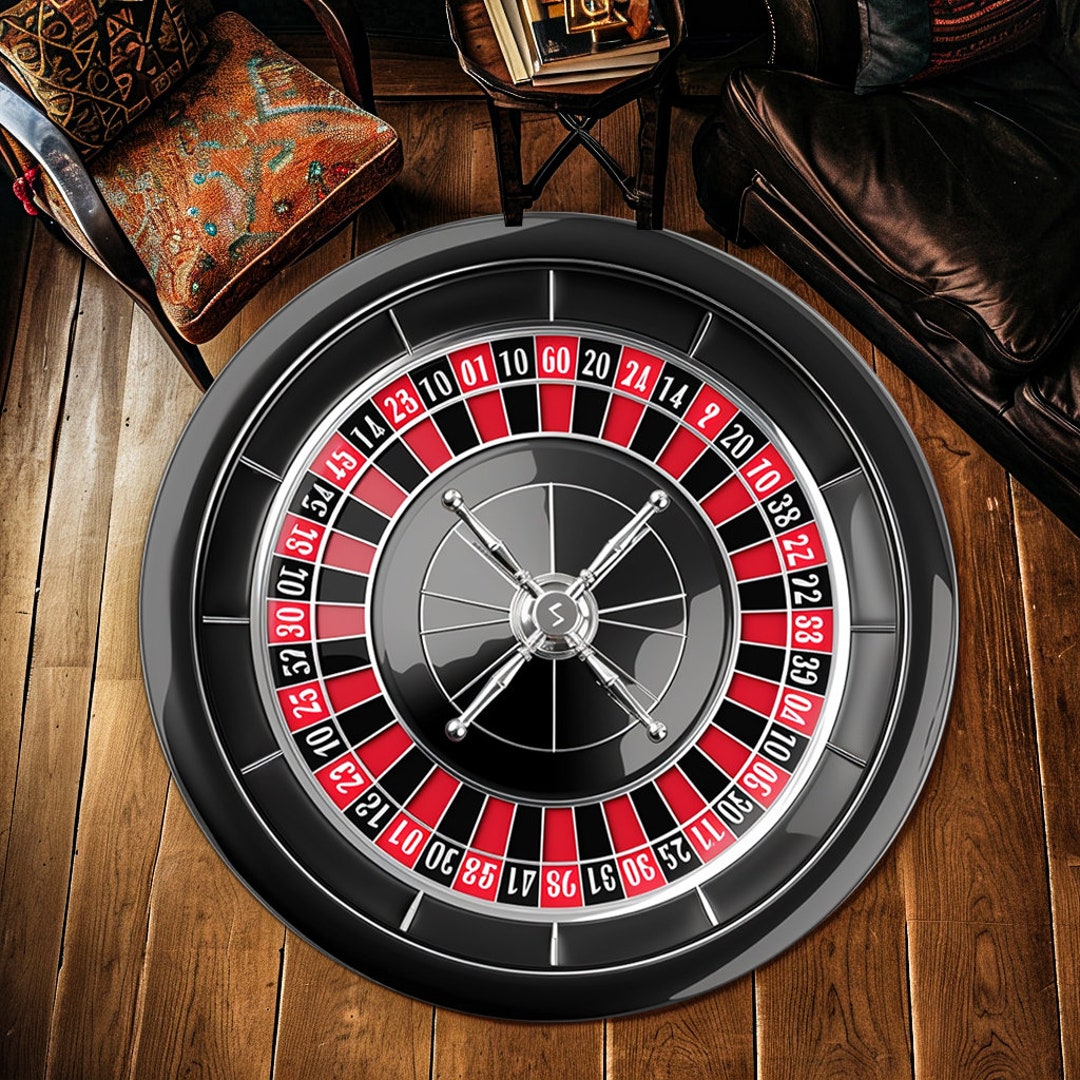 Roulette Wheel Design Rug, Round Rug, Casino Decor, Game Room Rug, Fun ...
