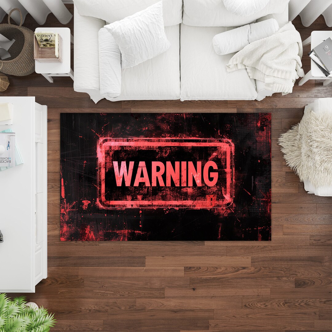 Caution Rug Warning Design Rug, Caution Tape Rug, Industrial Rug, Urban Rug, Bold ...