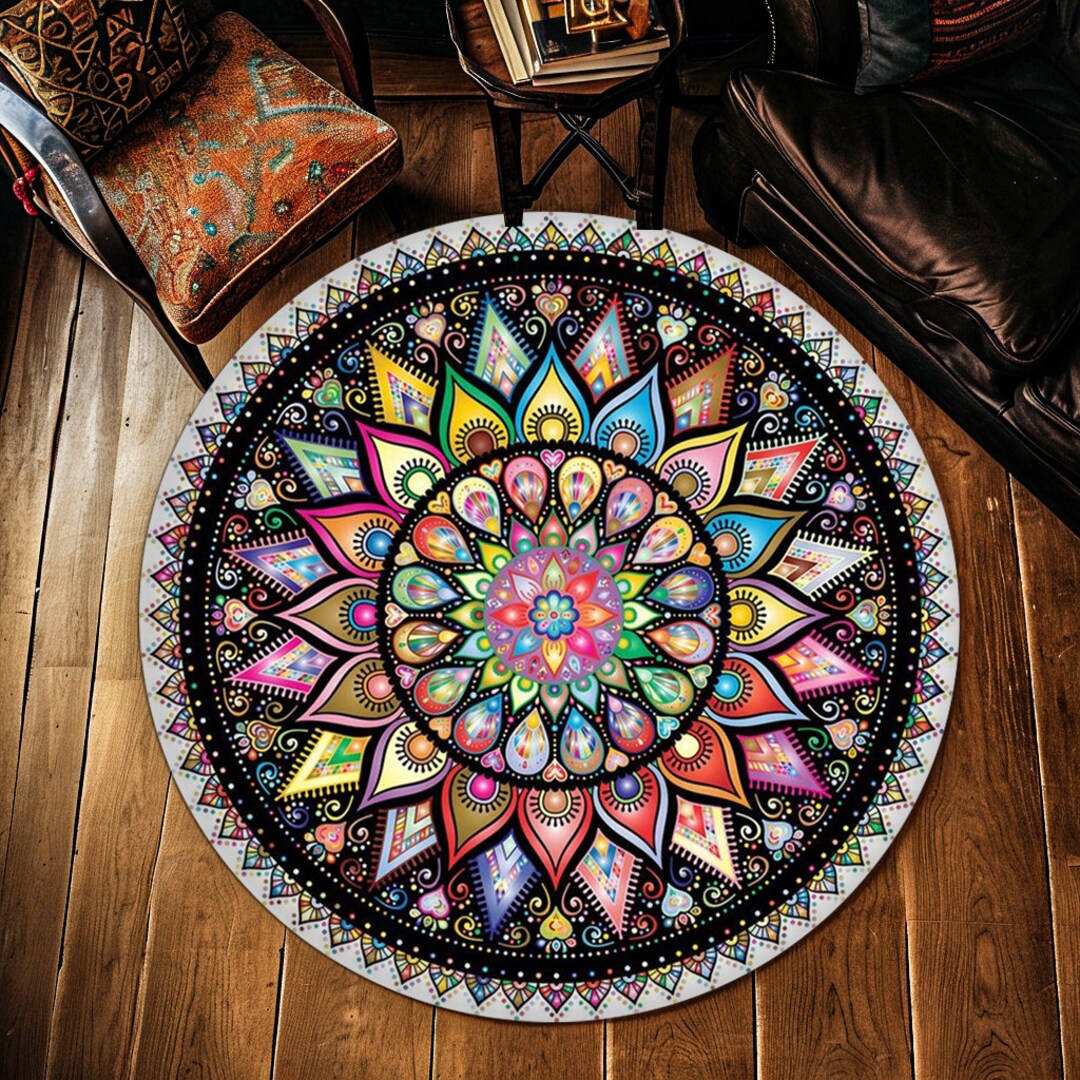 Mandala, Mandala Rug, Round Rug, Round Carpet, Mandala Pattern Round ...