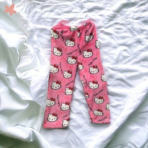 Sanrio Hello Kitty Pajamas Pants Happy Halloween Flannel Women Warm Woolen  Whitecartoon Casual Home Pants Autumn Grils Trousers 