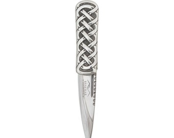 Celtic Weave Pewter Handle Sgian Dubh - Traditional Scottish Knife, Handcrafted Highland Dress Accessory, Unique Gaelic Ceremony Dirk