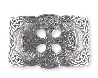 Celtic Cross Kilt Belt Buckle - Traditional Scottish Highland Wear, Handcrafted Gaelic Belt Accessory, Unique Celtic Knotwork Clasp