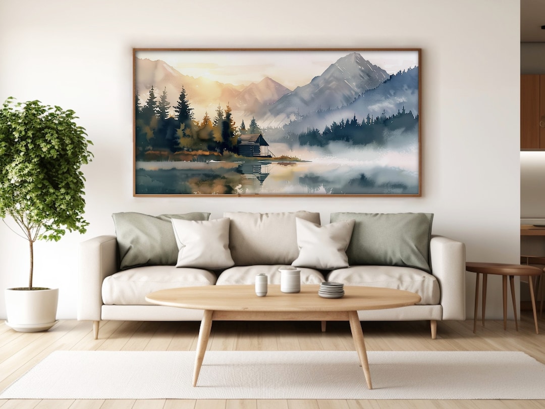 Mountain Wall Art Mountains Panoramic Landscape Painting Sunset ...