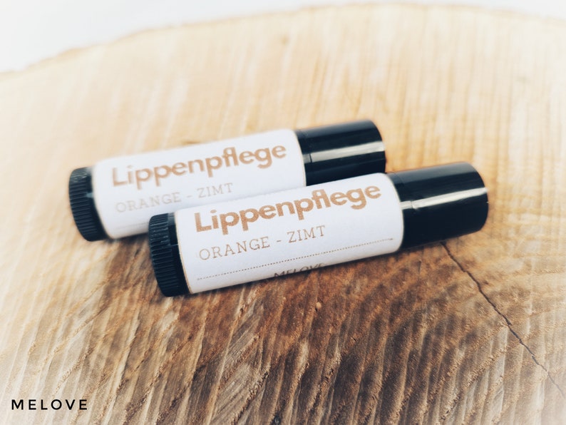 Natürliches Lippenbalsam Orange-Zimt Geschenkbalsam Pflege Geburtstagsgeschenk Muttertag gegen rissige Lippen weiche Lippen Bild 2