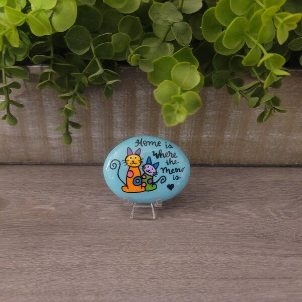 Painted cat rocks, cat lovers, cute cats, friendship, unique gifts, kindness rocks, painted stones, cat mom, whimsical art, colorful cats