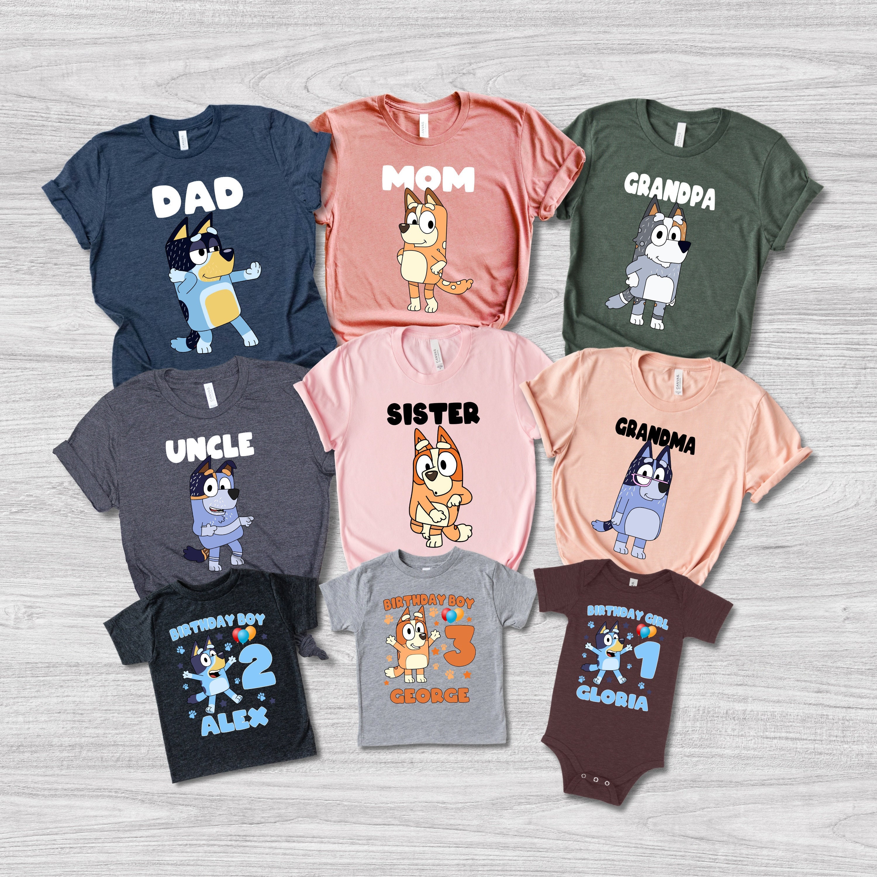 Personalized Blueydad Family Matching Shirts, Custom Blueydad Birthday Party Shirts