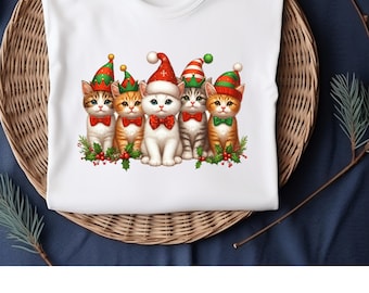 Festive Cat Christmas PNG | Cute Holiday Cat Clipart for Sublimation & Apparel | Funny Christmas Cat Illustration | Digital Download PNG