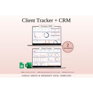 Client Tracker CRM Template Excel Google Sheets |Lead & Customer Management Spreadsheet | Sales Pipeline and Task Tracker for Small Business