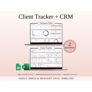 Client Management Spreadsheet Excel Google Sheets |CRM Tracker Template | Lead, Sales Pipeline & Follow Up Task Organizer for Small Business