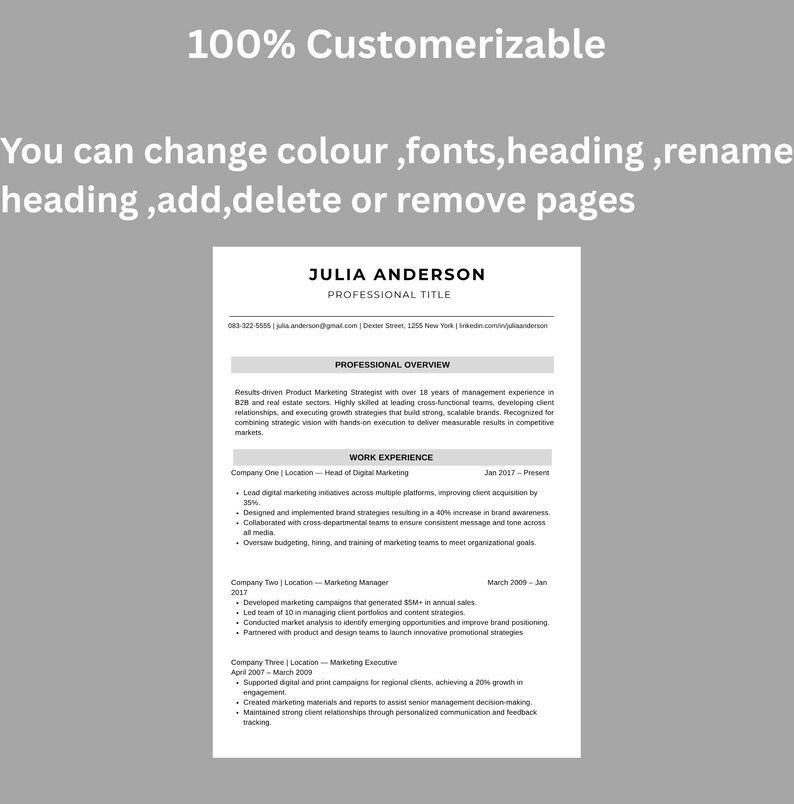 ATS Friendly Resume Template | Google Docs, Word & Pages Format ...
