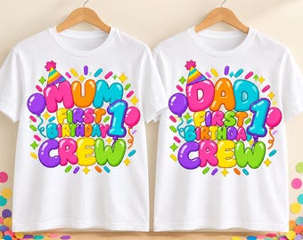 „Eins sein“-Partnerlook-Shirts für die ganze Familie, T-Shirt für Mama und Papa zum ersten Geburtstag, Regenbogen-Geburtstags-Top