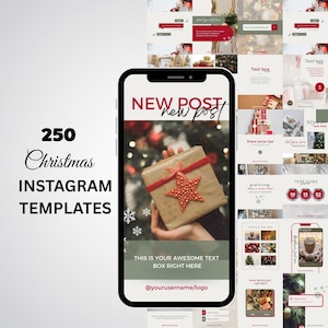 Christmas Instagram Post Templates: Editable Holiday Social Media (Canva Digital Download)
