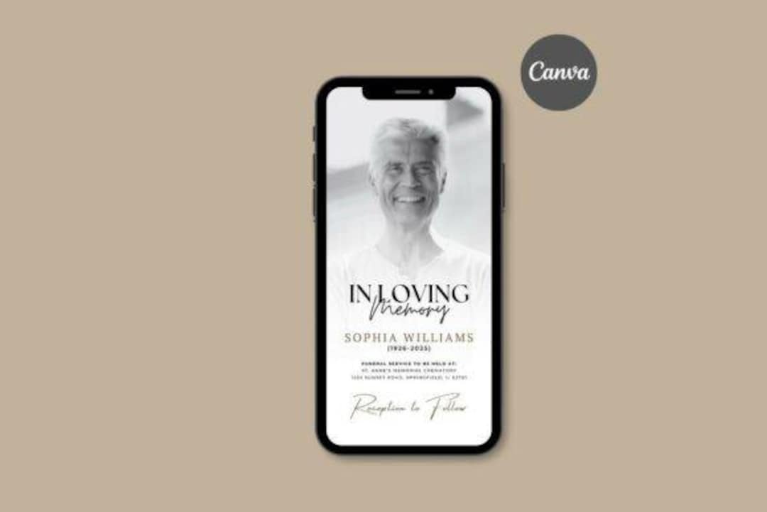 Digital Funeral Invitation Template Canva | Celebration of Life Evite ...